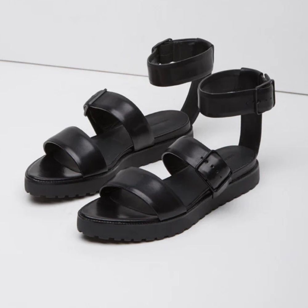 Alexander Wang Black Leather Ankle-Strap Sandals